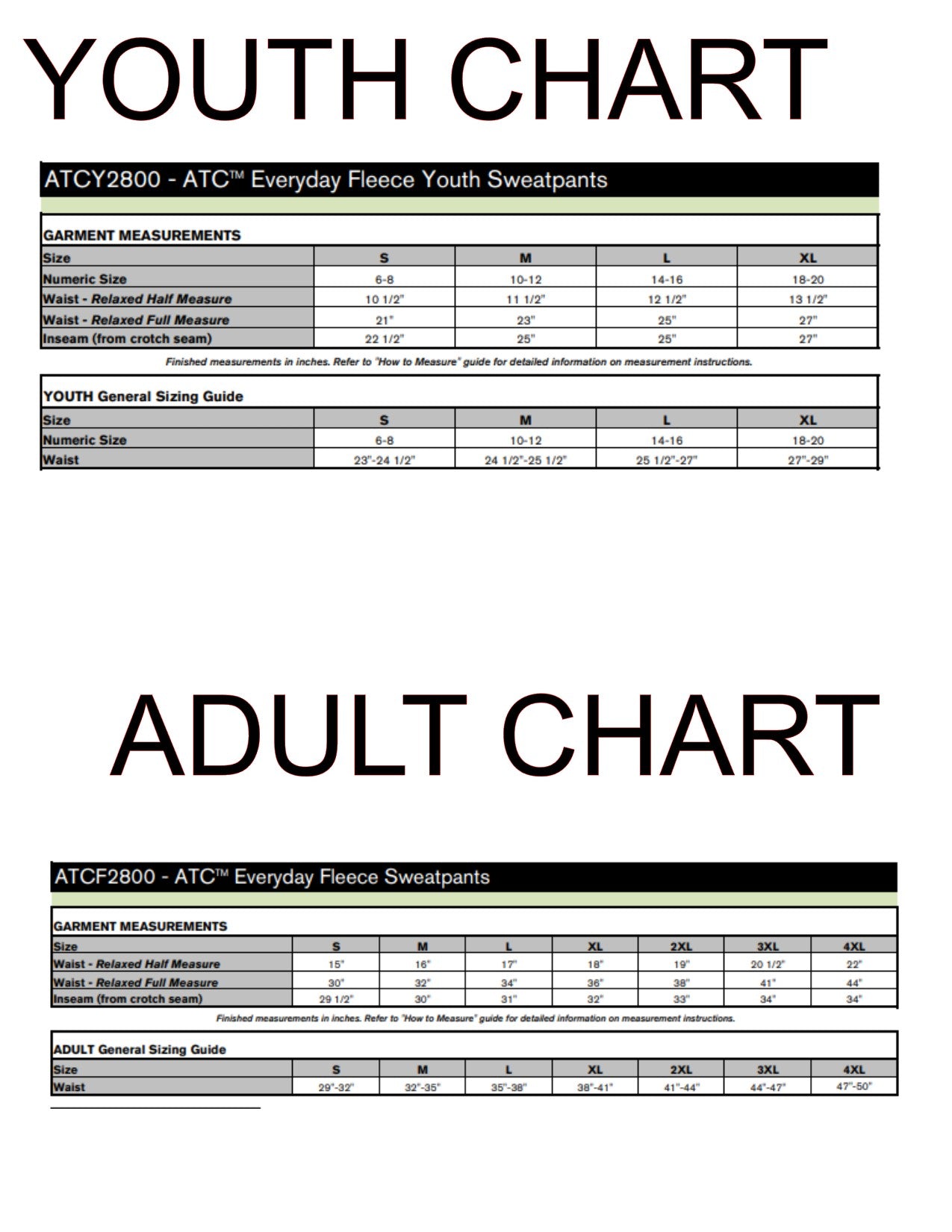 Sweat Pants- Adult & Youth