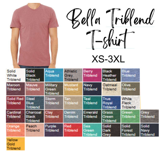 Bella & Canvas Tshirt Colour Chart