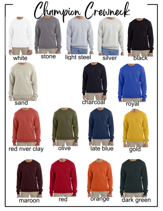 Champion Crewneck Colour Chart