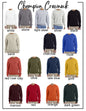 Champion Crewneck Colour Chart
