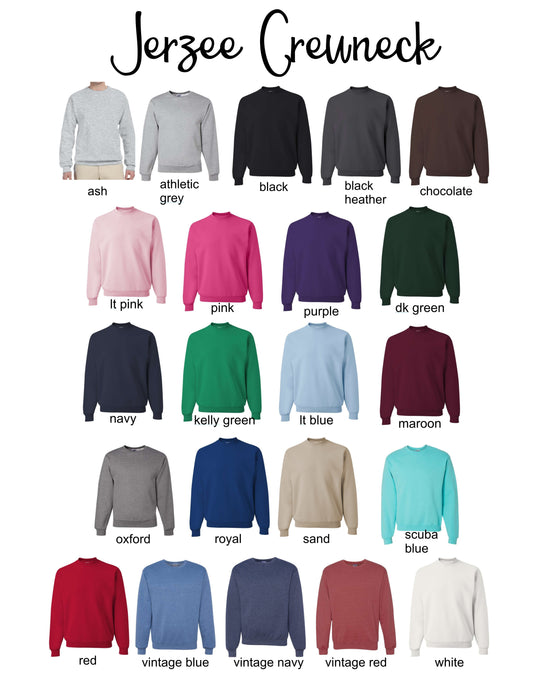 Jerzee Crewneck Colour Chart