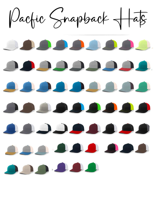 Pacific Snapback Hat Colour Chart