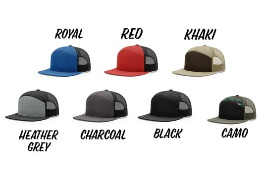 7 Panel Flat Bill Snapback Hat