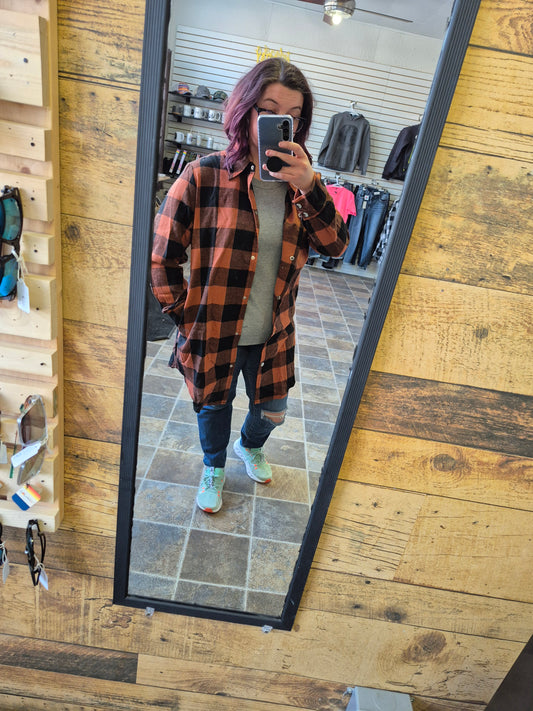 Rust & Black Plaid Cardigan
